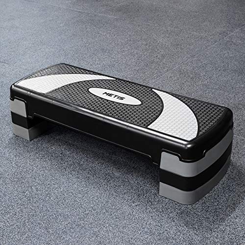 METIS Fitness/Exercise Step – Adjustable Height Levels (10cm, 15cm & 20cm) | Aerobic Step - Home Gym Equipment | Step Up Box For Exercise | [2 Colours] (Black/Blue)