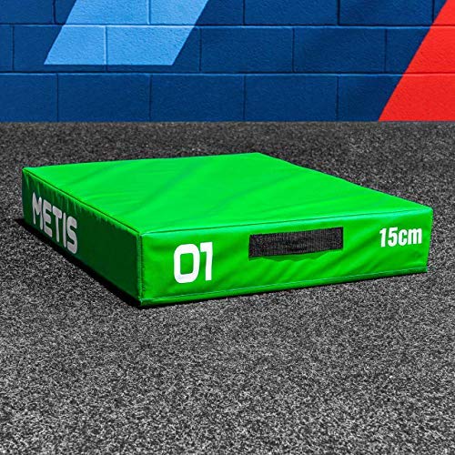 METIS Plyometric Jump Box | Stackable Plyo Box Set - Home & Gym Fitness Equipment | Premium Soft Foam Exercise Step & Box Jump | 15cm/30cm/45cm/60cm/Full Set (30cm (Blue))