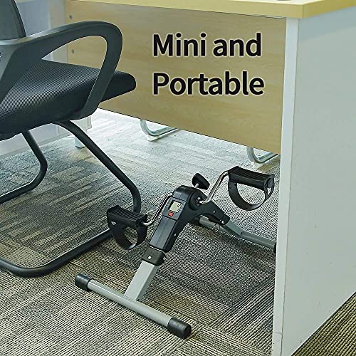 EVOLVE Foldable Mini Pedal Exercise Bike for Home/Office Workout Pedal Exerciser with LCD Display, Adjustable Resistance, Under Desk Bike, Exercise Bicycle for Adults & Elderly