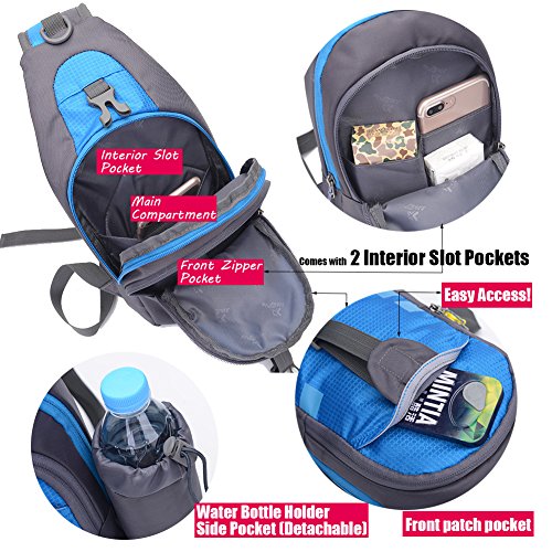 YumSur Peicees Chest Crossbody Backpack Sling Backpack Travel Bike Gym Outdoor Daypack Single Shoulder Sling Bag with Water Bottle Holder for Women Men Boys and Girls(Purple)