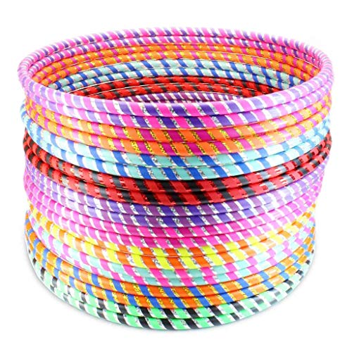 3x Weight Loss Hula Hoop – Small, Medium and Large Glitter Travel HulaHoop | Weighted Adult & Kids Funfit Sport Hula-Hoops | Smart Women Hoola for Exercise, Dance & Fitness ( FREE GRIP STRENGTHNER)