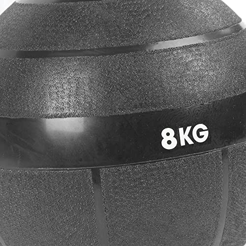Fitness Mad Slam Ball, Black Medicine Ball, Heavy Duty Rubber, No Bounce, Weights 4kg, 6kg, 8kg and 10kg, Workout Equipment for Strength Training